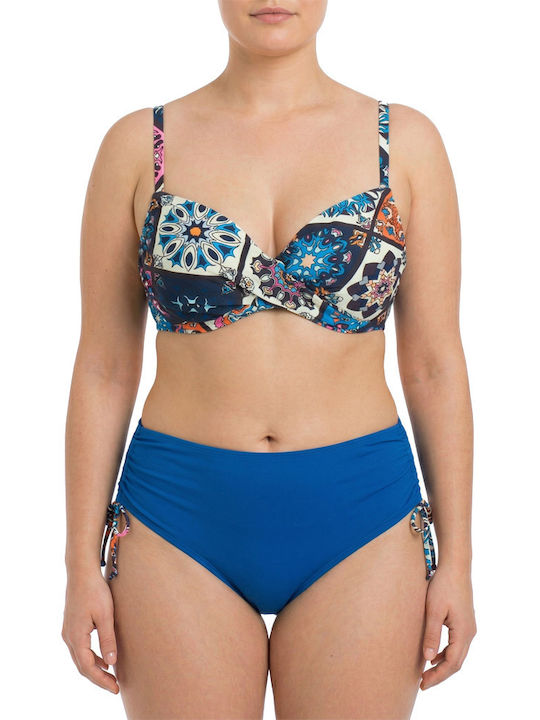 Plus Size Damen Bikini-Set Bananen Flexfit Cups Blau Royal