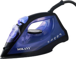 Sokany Steam Iron 1600w Ceramic Soleplate 190ml Tank Black Blue