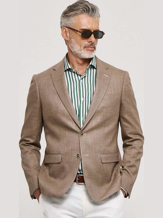 Sogo Summer Men’s Suit Jacket with Slim Fit Beige
