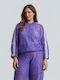 Women's Cardigan with Zipper in Purple Colour