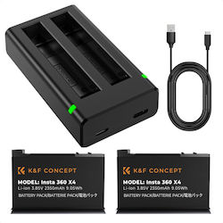 K&f Insta 360 X4 2x Batteries Charger