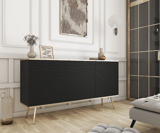 Μπουφές Oro Ξύλινος Μαύρος 160x39x85cm