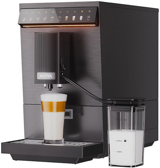 Mova 10 Pro Αυτόματη Μηχανή Espresso 1470W Πίεσης 19bar για Cappuccino με Μύλο Άλεσης Μαύρη
