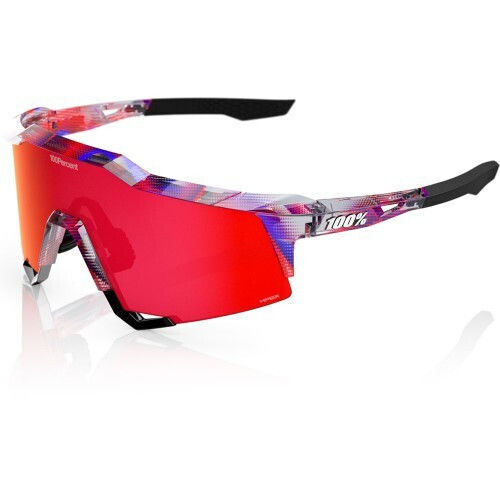 100% Cycling Glasses Speedcraft with Red Frame and Mirror Photochromic Lenses