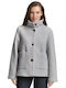 Women's Gray Half Coat with Buttons