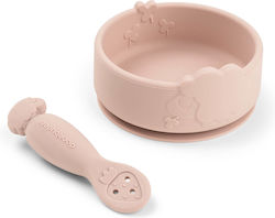 Done by Deer Feeding Set Made of Silicone with Anti-Slip Base Pink 3pcs