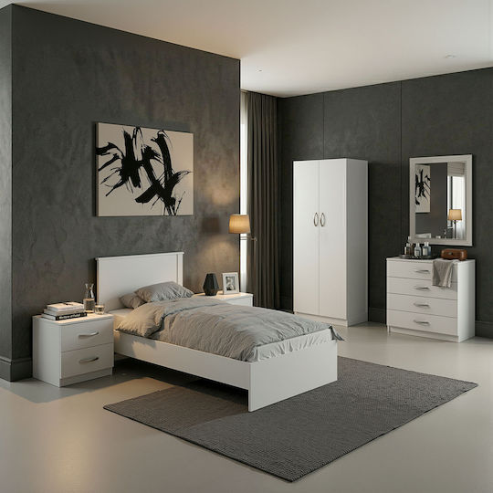 Athos Bedroom Furniture Set White 90x190cm 5 Pieces
