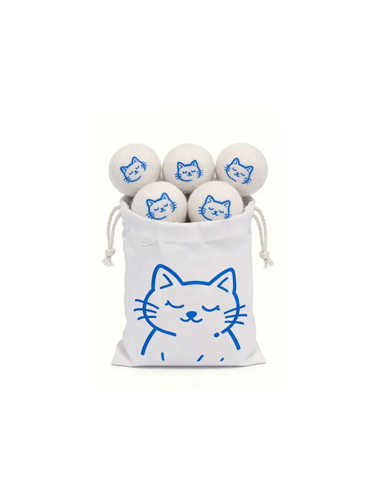 Set 6 Wool Kugeln Katzen Catlink Weiß
