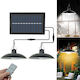 Waterproof Set of 2 Hanging Solar Lights 1.8W Warm White with Photocell and Remote Control