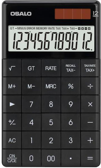 Tax Calculator Osalo A-1t 12-Digit Display Folding Stand Dual Power Solar Battery Button