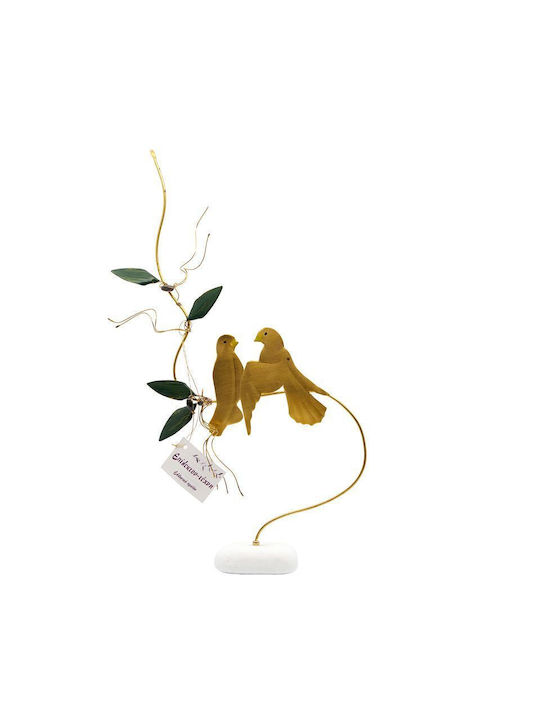 Epilekton Art 07-443 Handmade Tabletop Decor Brass Bird Olive Branch 14x30