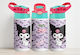 Kids Water Bottle Thermos Kuromi Stainless Steel with Straw Pink 360ml Personalized