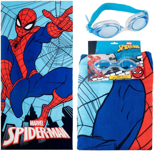 Spiderman Jump Set Towel 70x140cm + Swimming Goggles Beach + Pool