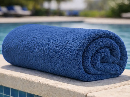 Cotton Hotel Pool Towel 200x80cm Blue Weight 450gsm