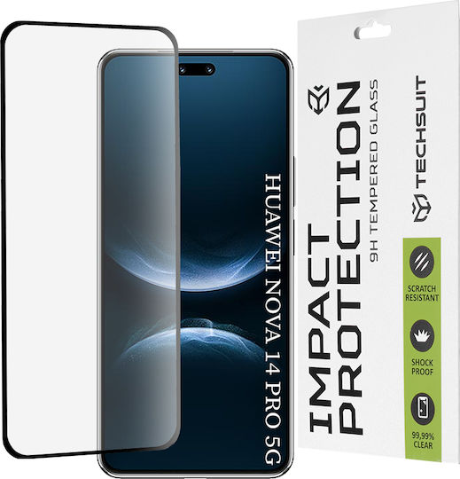 Techsuit 3D 0,33mm Vollleim Vollflächig gehärtetes Glas Schwarz (Xiaomi 14 ProRealme 14 Pro)