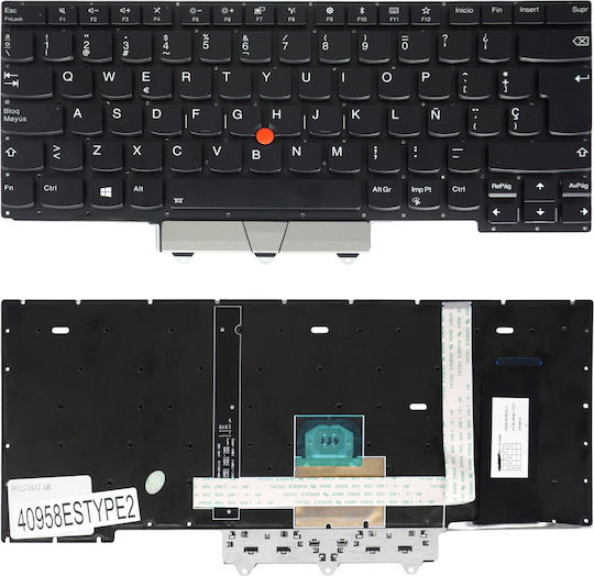 Spanish Laptop Keyboard Lenovo Thinkpad E14 Gen 1 20ra 20rb Gen 2 20t6 20t7 5m10v17073 V185920bk1 5m10z27329 5m10w64399 5m10v17044 ES No Frame Backlit with Pointer Black Code 40958estype2