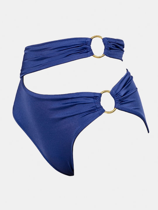 Rock Club Bikini Bottoms Slip High Waist Blue