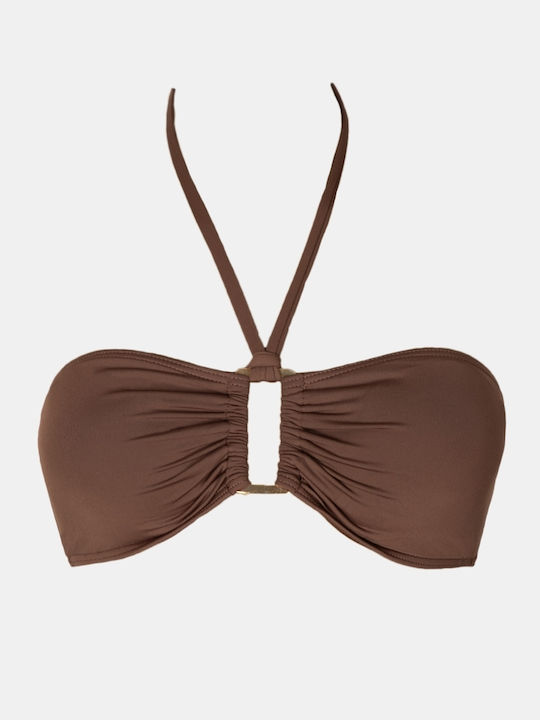 Rock Club Strapless Bikini Top Brown