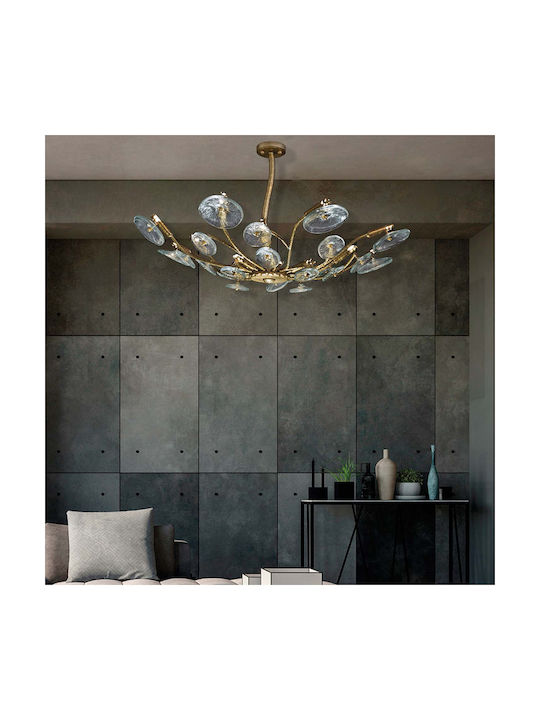 Πολυέλαιος Κλασσικό Φωτιστικό Ιταλίας Possoni Natural Brass Chandelier Glasses 12xmax42w G9 Diam.80-h.60 Cm Πολυέλαιος Κλασσικό Φωτιστικό Ιταλίας Possoni Natural Brass Chandelier Glasses 12xmax42w G9 Diam.80-h.60 Cm