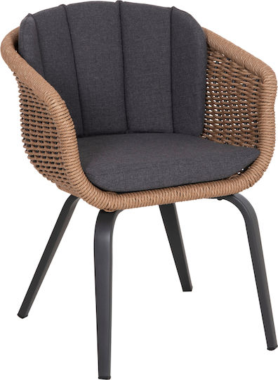 Gartenstühle Aluminium Wicker Grau mit Kissen 60x62x76cm