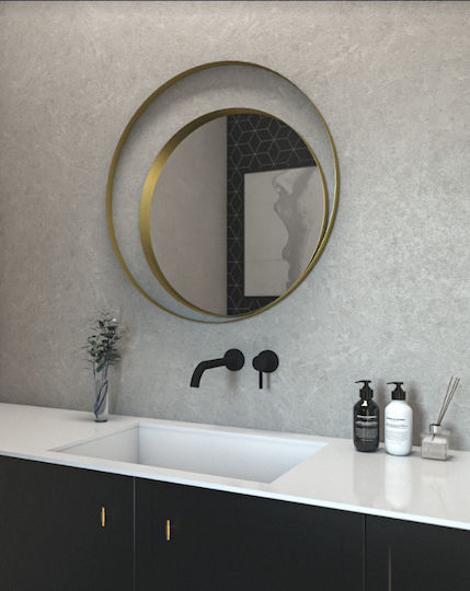 Round Bathroom Mirror Made of Metal 95x95cm Bronze