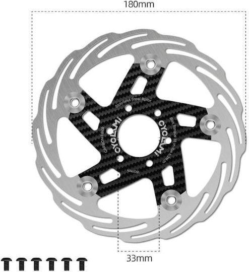 Cyclami Bicycle Extremely Lightweight Carbon Fiber Brake Rotor Center Lock 6 Bolt Disc Brake Specifications 180mm