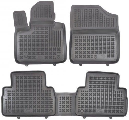 Sahler Car Mats Raised Sides 3D Rubber Hyundai Santa Fe 2020+ 5 Seats Raised Sides Black 3 Pieces