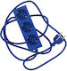 Pedestal Steckdosenleiste 3 Anschlüsse mit Kabel 2m Blau
