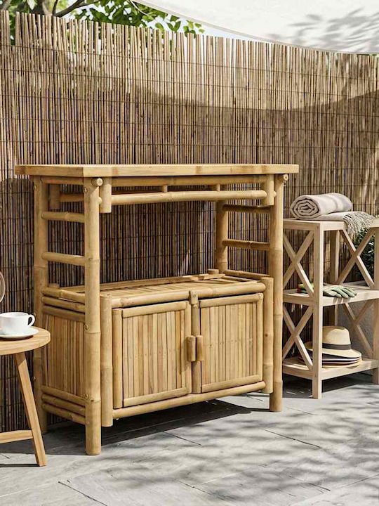 Маса За Малки Външни Пространства От Бамбук 80x35x75см