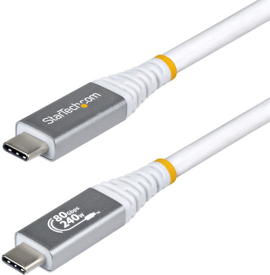 StarTech USB 4 Видео Кабел USB-C Мъжки - USB-C 240W Захранване (PD) Бял 1м CC1M80GUSB4CABLEW