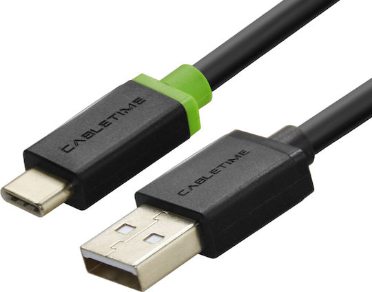 Cabletime USB 2.0 Кабел USB-C Мъжки - USB-A Черен 2m CT-U32-CMAMG-B2