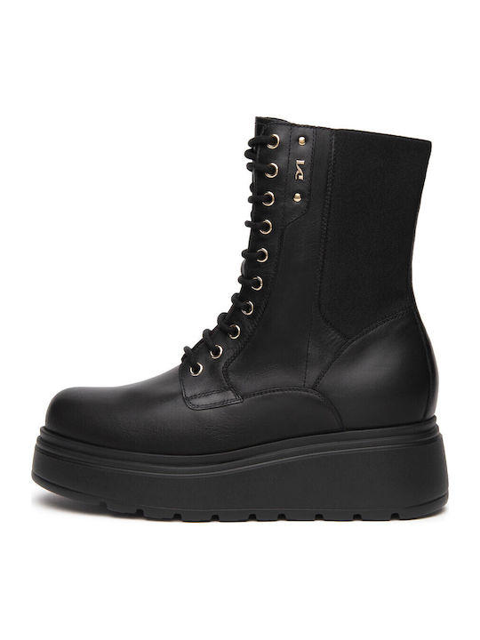 Leder Damen Stiefeletten Ankle Boots Schwarz