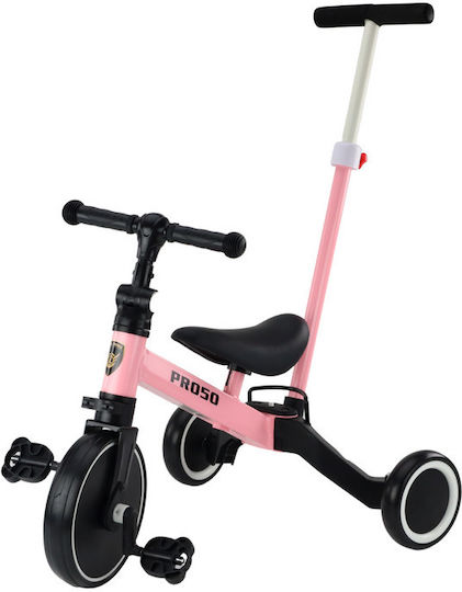 Lean Toys Trike PR050 Μετατρεπόμενο με Χειρολαβή Γονέα για 3+ Ετών Ροζ