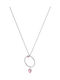 Loisir Necklace with Heart Design from Pink Gold Plated Steel with Pink Zircon