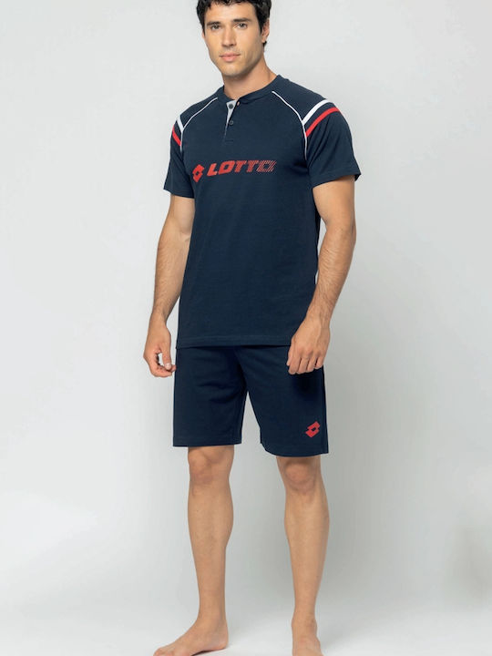 Lotto Pijama de Vară pentru Bărbați din Bumbac Albastru Marin