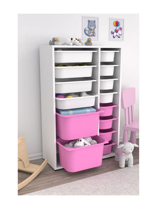 Comodă Pentru Copii Alb Roz 69.5x30x109cm