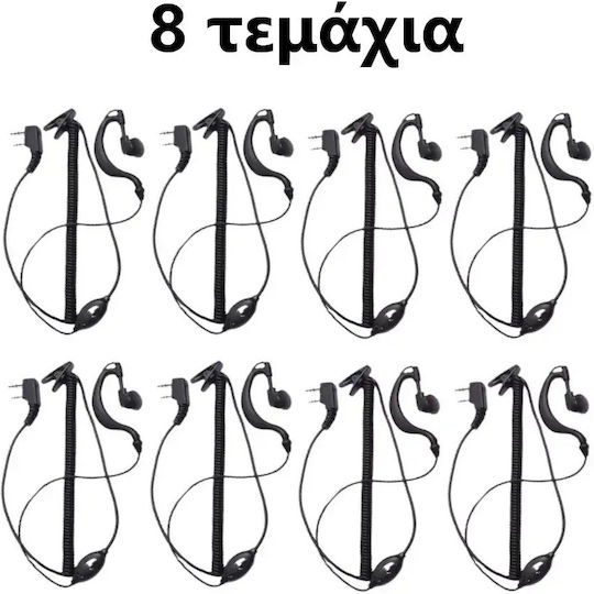 Professional Long Spiral Handsfree Micro Earpiece Ptt Lapel 2 Pin Two-Way Radios Transceivers Baofeng-original 8pcs Tc-406