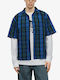 Short Sleeve Checked Blue Shirt