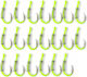 Set 20 Fishing Hooks Spring Fluorescent Yellow Bait Size 9#