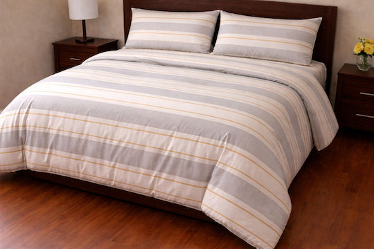 Set Duvet Cover Cotton 220x240cm Super Double with 2 Pillowcases Gray