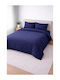 Set Bettbezüge Baumwolle 220x240cm Übergröße mit 2 Kissenbezügen Blau