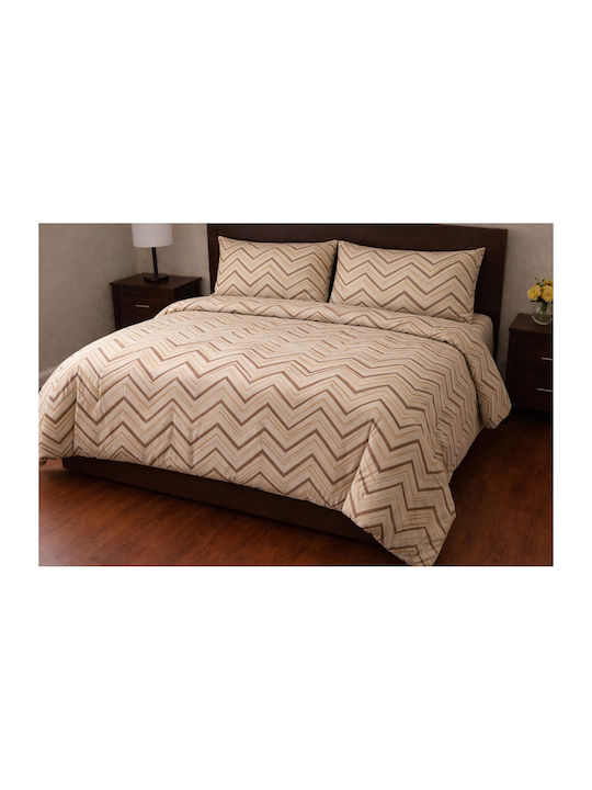Set Bettbezüge Baumwoll 220x240cm Übergröße mit 2 Kissenbezügen Beige
