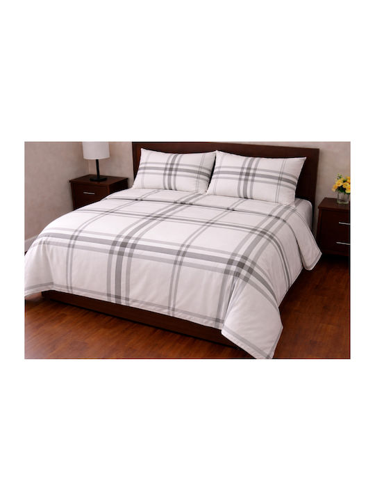 Flannel Duvet Cover Set 220x240cm Super Double with 2 Pillowcases White