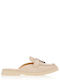 Flat Suede Mules In Beige Colour