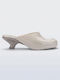 Damen Pantoletten mit Niedrigem Absatz in Beige Farbe