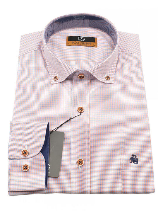 Long Sleeve Overshirt in Wide Line Checked Blue