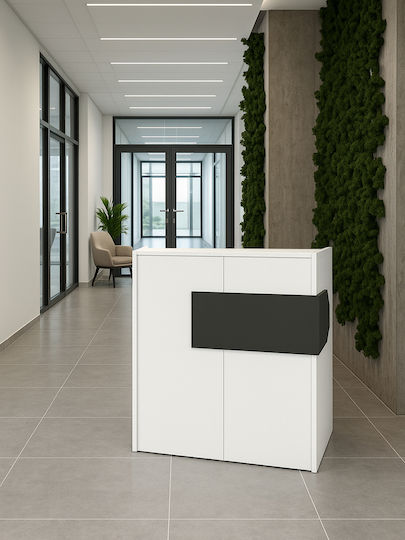 Aloha Birou Recepție Realizat Din PAL Melaminat Alb-Antracit Iluminare Led – Stil Contemporan Spații Profesionale 95.5 X 40 X 110.3 Cm Uuorg71