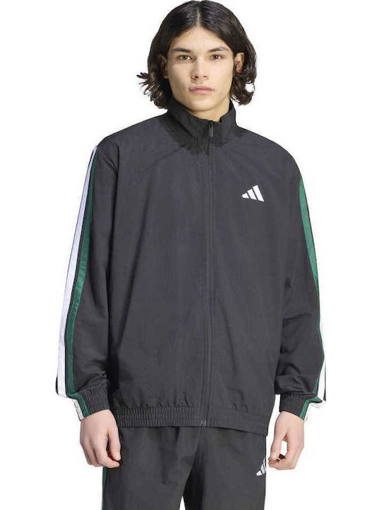 Essentials 3-stripes Мъжко Спортно Горнище с Цип Черно