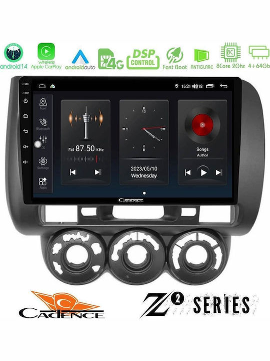 Cadence Car Audio System for Honda Jazz 2002-2008 with A/C Bluetooth USB WiFi GPS Apple CarPlay Android Auto with 9" Touch Screen