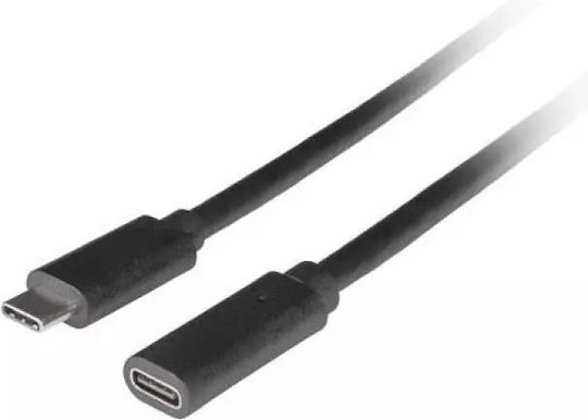 Lanberg USB 3.2 Cable USB-C Male - USB-C Female 100W PD Black 0.5m CA-USBE-20CC-0005-BK